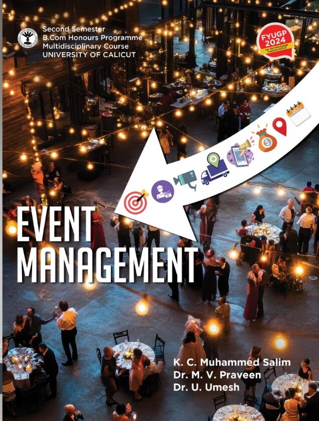 Cover of Event Management textbook featuring event planning, organization strategies, and execution techniques
