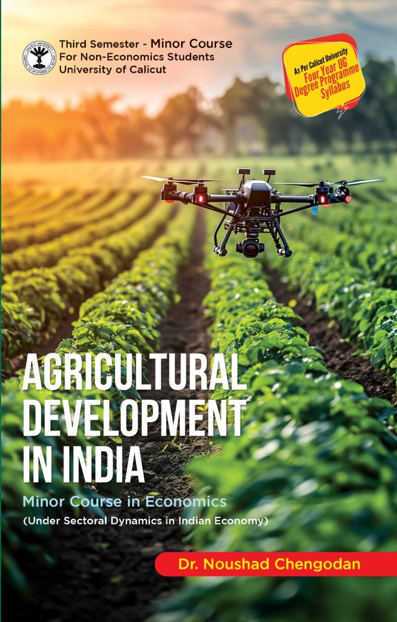 Agricultural Development in India book cover with crops and farmland.