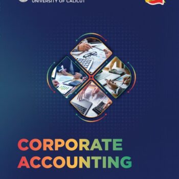 Corporate Accounting book cover with financial charts, balance sheets, and accounting tools representing business finance and reporting.