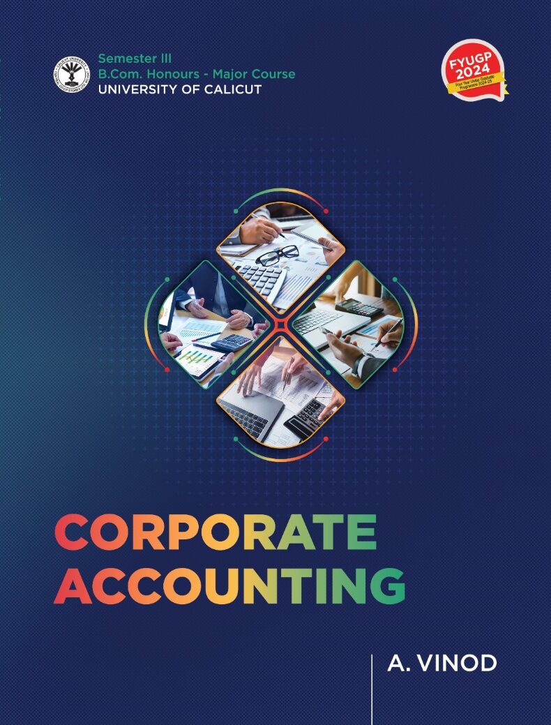 Corporate Accounting book cover with financial charts, balance sheets, and accounting tools representing business finance and reporting.