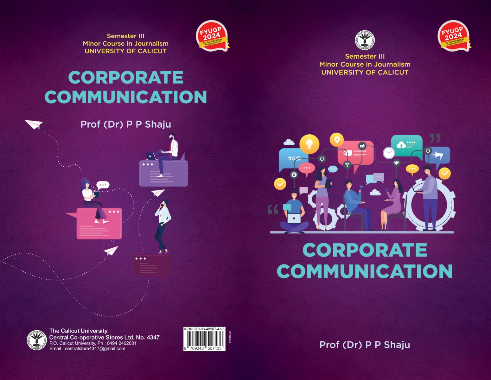 Corporate communication and journalism concept with people working on media, writing, and communication tools like laptops, microphones, and reports.