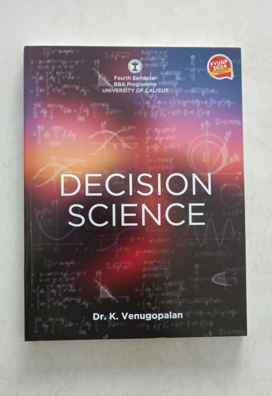 Cover of Decision Science, a management textbook for B.B.A. students focusing on decision-making techniques, management science, and operations research.